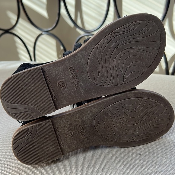 Cat and Jack flat gladiator sandals black velour size 13 - Picture 10 of 10